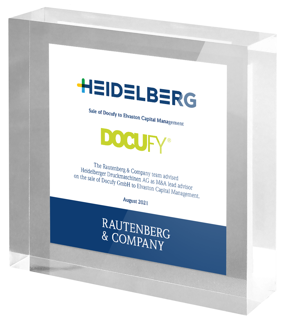 Rautenberg & Company advises Heidelberger Druckmaschinen AG on the sale of Docufy GmbH to Elvaston Capital Management.