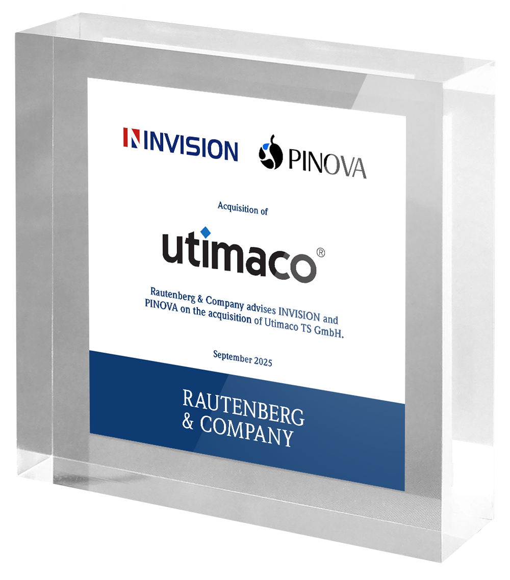 Rautenberg & Company advises INVISION and PINOVA on the acquisition of Utimaco TS GmbH
